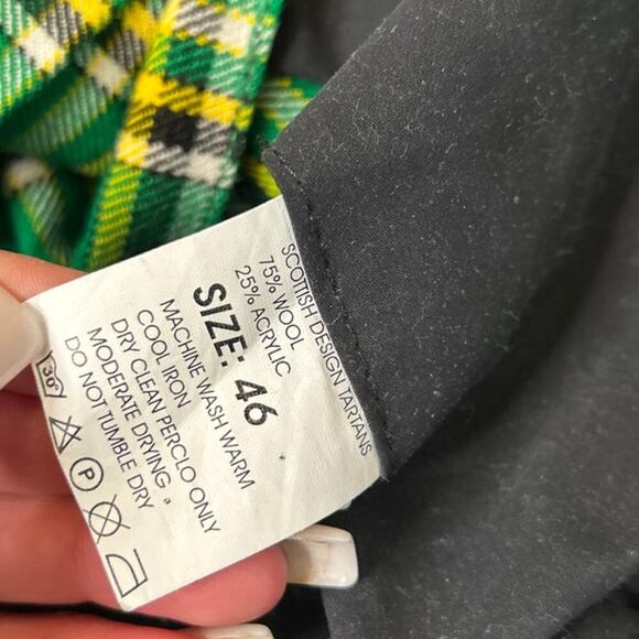 Men's scottish/Irish Kilt skirt green/black plaid SZ 46 Saint Patricks Day - Picture 4 of 7
